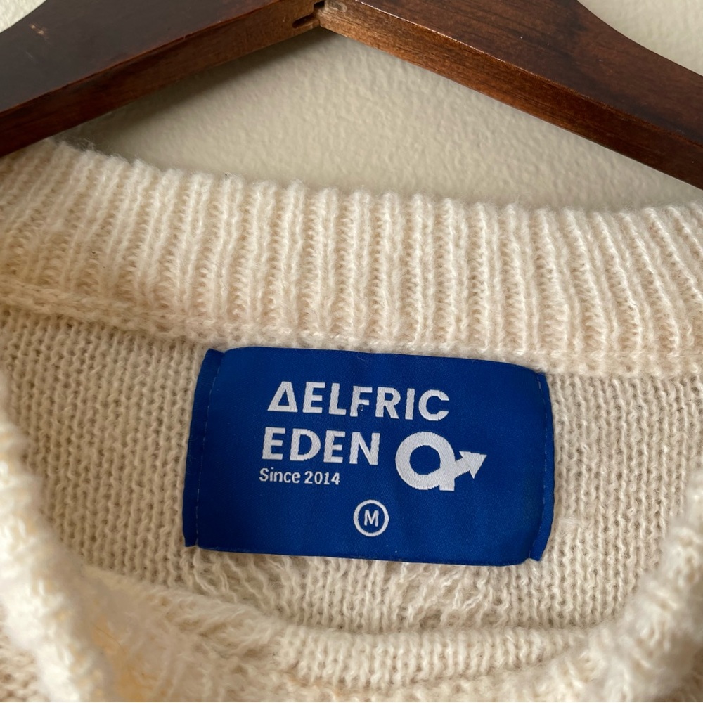Aelfric Eden Cream Fisherman Cable Knit Sweater M Chunky - Picture 5 of 7